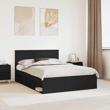 vidaXL Bedframe met hoofdeinde Zwart 160 x 200 cm Bewerkt, Verzenden, Nieuw