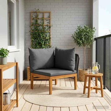vidaXL Tuin Hoek Sofa met Kussens Massief acaciahout & touw, Tuin en Terras, Verzenden, Nieuw