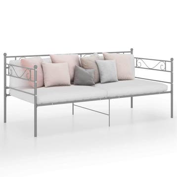 vidaXL Slaapbank metaal grijs 90x200 cm, Verzenden, Nieuw
