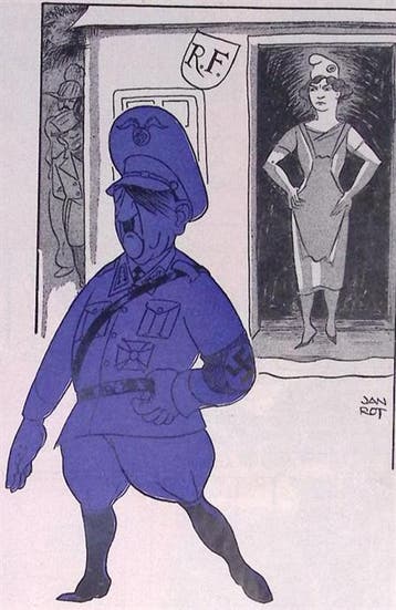Frankrijk en Hitler op spotprent (lijst optie, Lithos), Verzenden