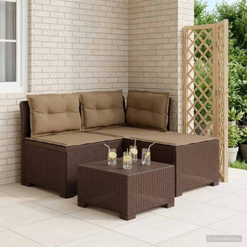 vidaXL 3-Zits Tu bank met Kussens Rattan Look 3-zits PP, Verzenden, Nieuw