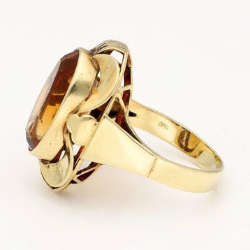 Ring - 14 karaat Geel goud - 4.51ct. tw. Citrien, Nieuw