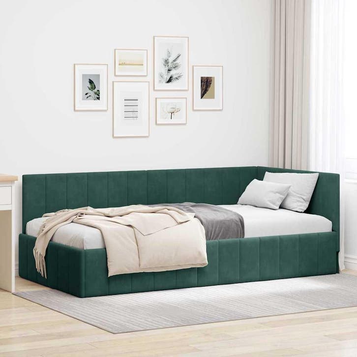 Fluweel Hoekbed Donkergroen | Retour Deal -63% Korting Nu!, Huis en Inrichting, Slaapkamer | Bedden, Overige maten, Overige maten