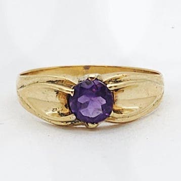 Ring - 18 karaat Geel goud - 0.60ct. tw. Amethist, Nieuw