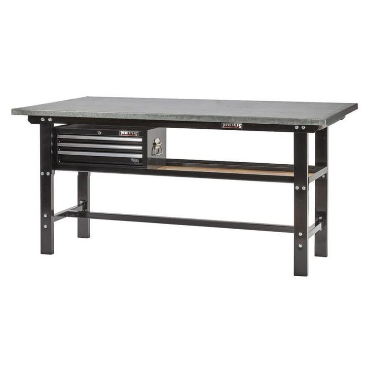 Werkbank zwart 200 cm met zinken werkblad en, Doe-het-zelf en Bouw, Werkbanken, Ophalen of Verzenden