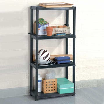 vidaXL Opbergrek 4-laags 61x30,5x130 cm kunststof zwart, Verzenden