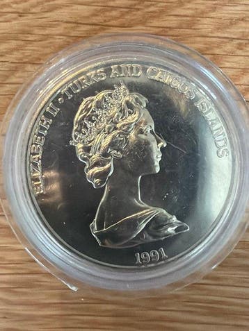 Turks- en Caicoseilanden. 5 Crowns 1991 Elizabeth II