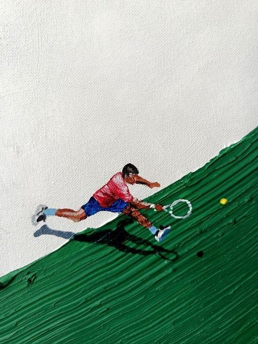 Jasmin Navoyan - TENNIS Abstract Minimalist Textured, Antiek en Kunst, Kunst | Schilderijen | Modern