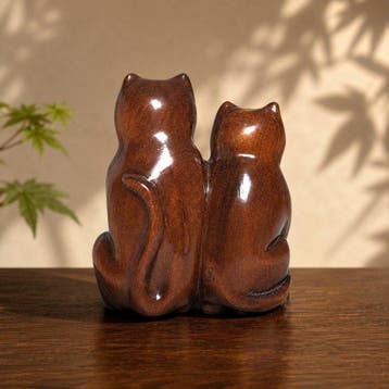 Netsuke de chat Gyokusho signé - sculpté à la main dans du