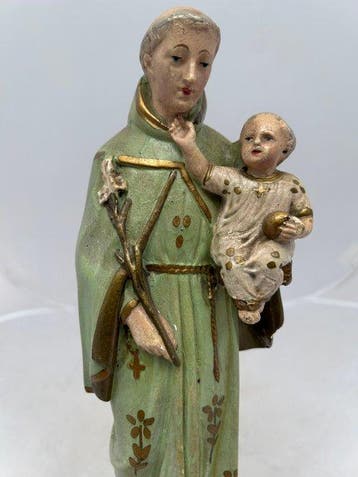 Statue, Sint Jozef met Jezus - 31 cm - Plâtre
