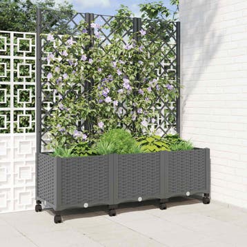 vidaXL Tuinsteker met schutting en wielen Lichtgrijs 120 x, Tuin en Terras, Verzenden, Nieuw