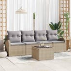 vidaXL Tuinbank Set met opslag 5 pcs Beige en Grijs poly, Verzenden, Nieuw