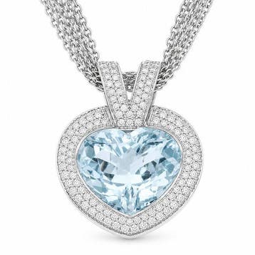 Ketting met hanger - 18 karaat Witgoud - 12.80ct. tw.