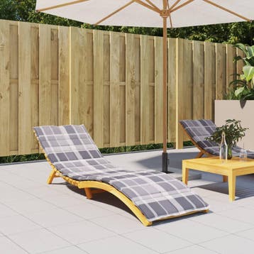 vidaXL Ligbedkussen200x60x3 cm oxford stof ruitpatroon grijs, Verzenden