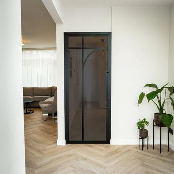 Stalen Binnendeur - Zwart - 5 Vlaks rond - Rookglas, Minder dan 80 cm, Binnendeur, Nieuw, Metaal