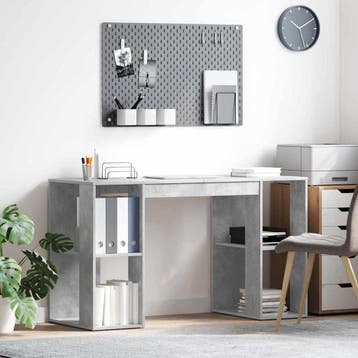 vidaXL Bureau Beton Grijs Bewerkt hout 130 x 50,5 x 75 cm, Huis en Inrichting, Bureaus, Verzenden, Nieuw