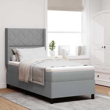 vidaXL LED Box Spring Bed met hoofdeinde Lichtgrijs 100 x, Verzenden