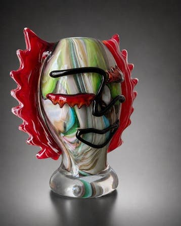 Vase - Sculpture en verre exclusive de style Murano - Visage