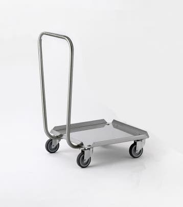 RVS Korvenwagen met duwbeugel | Korven 50x50cm |, Verzenden
