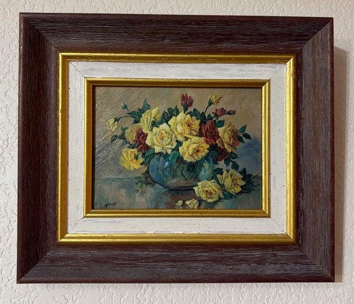 M. Schwab (XX) - Bouquet de roses, Antiek en Kunst, Kunst | Schilderijen | Klassiek
