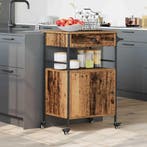 vidaXL Keuken Trolley Oudhout 56 x 43 x 89,5 cm Bewerkt hout, Verzenden, Nieuw
