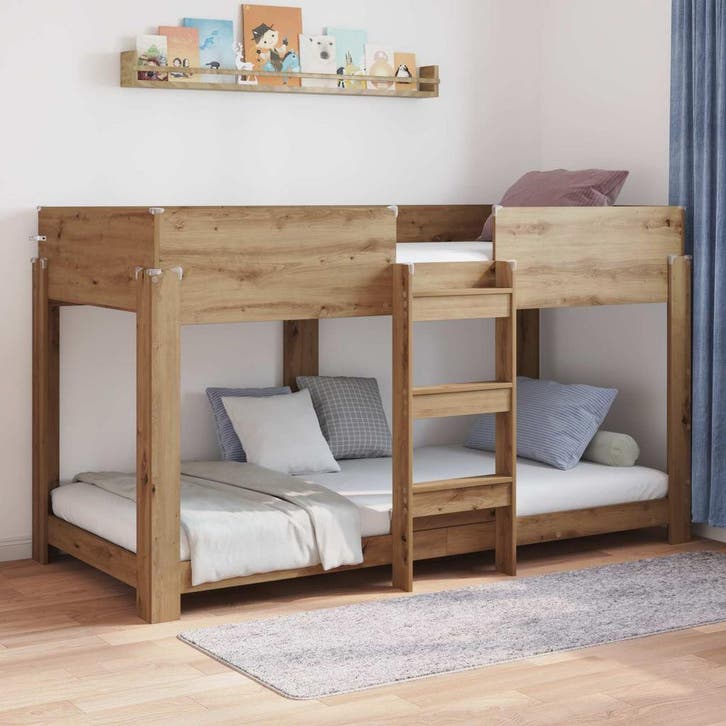 vidaXL Stapeld bed voor kids Artisan Eiken 100 x 200 cm, Huis en Inrichting, Slaapkamer | Bedden, Nieuw, Verzenden