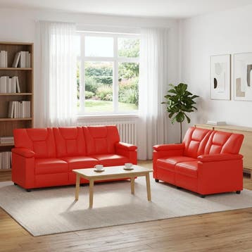 vidaXL bank / zetelstel 2 pcs Rood Kunstleer, Verzenden, Nieuw