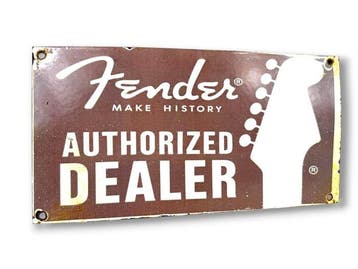 Fender - Authorized Dealer - Plaque émaillée - Émail, Antiek en Kunst