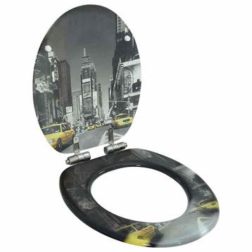 vidaXL Toiletbril met soft-close deksel New York MDF, Verzenden, Nieuw