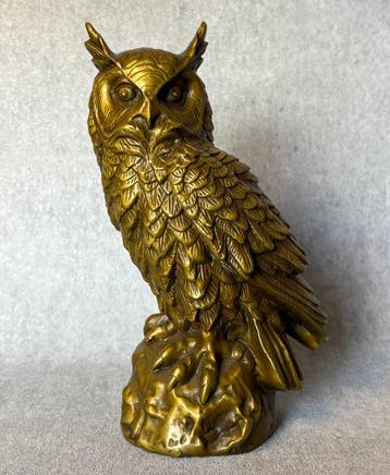 Beeld, Uil (Zonder Minimumprijs) - 20 cm - Brons
