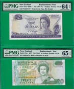 Nouvelle-Zélande. - 2 and 20 Dollars - various dates - Pick