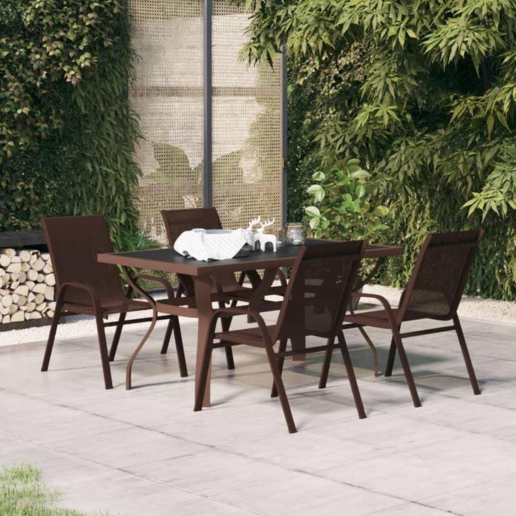 vidaXL 5-delige Tuinset bruin en zwart, Tuin en Terras, Tuinsets en Loungesets, Tuinset, Nieuw, Verzenden