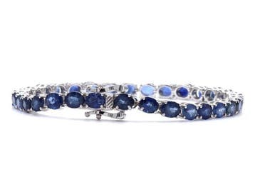 Armband - 14 karaat Witgoud - 12.86ct. tw. Saffier -, Nieuw
