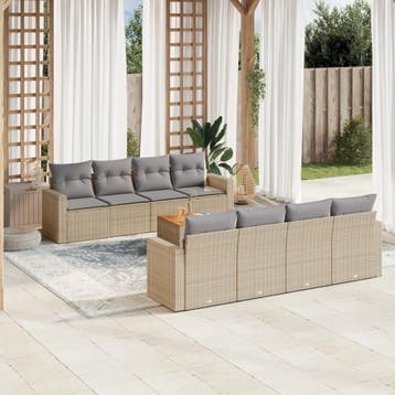 vidaXL Patio Sofa Set 6-zits Mix Beige en Lichtgrijs, Verzenden, Nieuw
