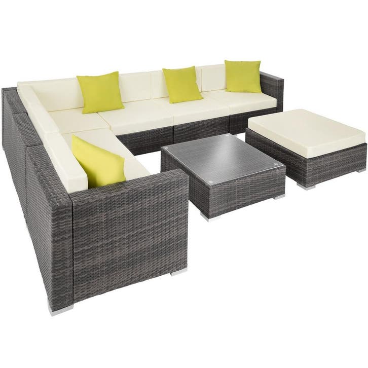 tectake Wicker loungeset met aluminium frame Marbella - grij, Jardin & Terrasse, Ensembles de jardin, Envoi