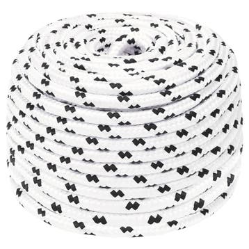vidaXL Boottouw gevlochten 10 mmx25 m polyester wit, Verzenden