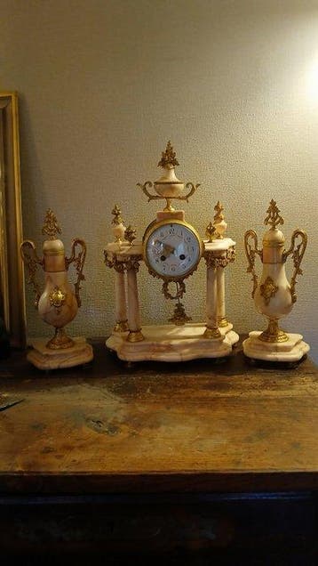 Pendule - Messing, Steen, Brons - 1900-1910