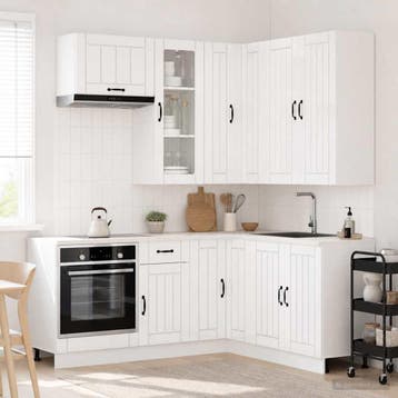 vidaXL Keukenblok LUCCA 8 st Hoogglans Wit Bewerkt hout, Verzenden