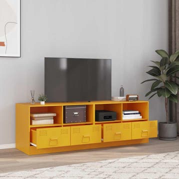 vidaXL Tv-meubelen 2 st 67x39x44 cm staal mosterdgeel, Verzenden, Nieuw