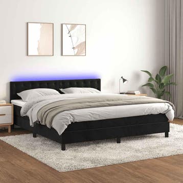 vidaXL Boxspring met matras en LED fluweel zwart 160x200 cm, Verzenden, Nieuw