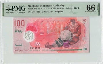 2018 Maldives 100 Rufiyaa Repeater Serial Number 615615!..., Postzegels en Munten, Verzenden, België