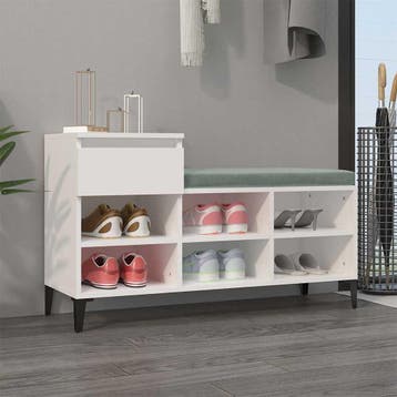 vidaXL Schoenenkast 102x36x60 cm bewerkt hout wit, Verzenden
