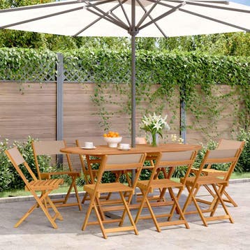 vidaXL Opklapbare stoelen, 8 stuks, taupekleurige stof en, Tuin en Terras, Verzenden, Nieuw