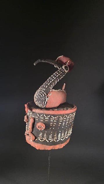 Hoed van stof en parels - Bamileke - Kameroen (Zonder, Antiek en Kunst