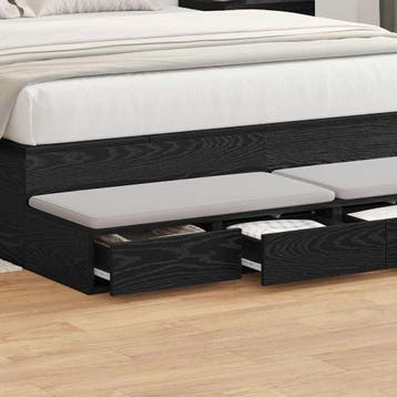 vidaXL Bedlades Zwart Eiken 140 x 36,5 x 16,5 cm Bewerkt, Verzenden