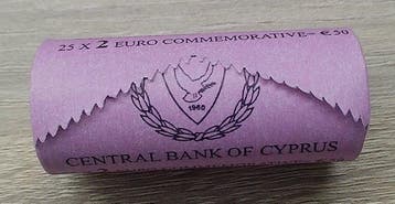 Cyprus. 2 Euro 2009 10 Years E.M.U. (25 coins) in Roll