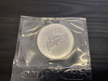 Canada. Elizabeth II. 5 Dollars 1991 Maple Leaf . (Sans prix