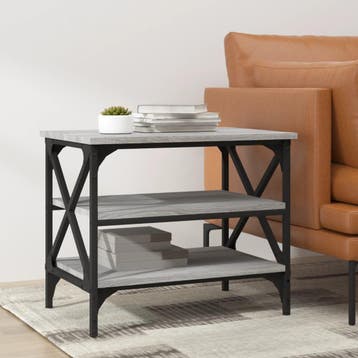 vidaXL Bijzettafel 55x38x45 cm bewerkt hout grijs sonoma, Verzenden, Nieuw