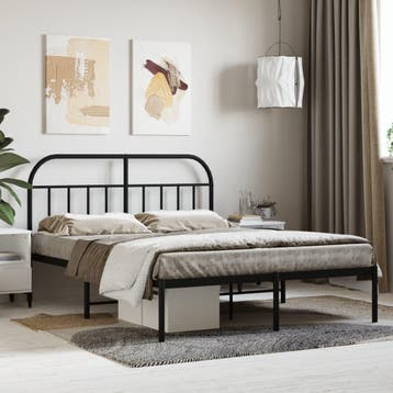 vidaXL Bedframe met hoofdbord metaal zwart 140x200 cm, Verzenden, Nieuw