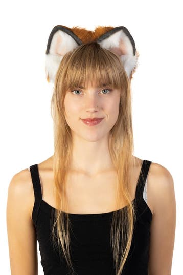 KIMU® Haarband Furry Oortjes Zwart Bruin Wit Kat Poes Vos Di, Ophalen of Verzenden, Nieuw